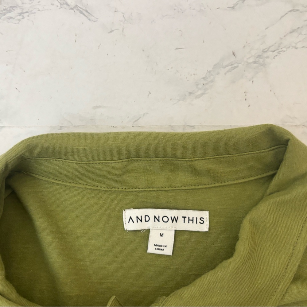 And Now This Men's Knit Polo Shirt Size M Green Short Sleeve Shirt - Picture 4 of 5